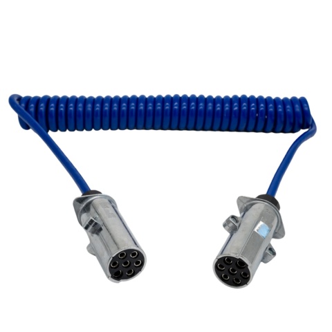 Przewód spiralny niebieski 24V N wtyczka aluminiowa PREMIUM 3,5mb