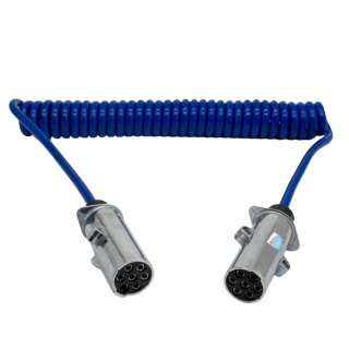 Przewód spiralny niebieski 24V N wtyczka aluminiowa PREMIUM 4,0mb