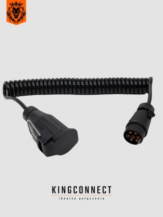 Reduktor spiralny 7 żyłowy wtyczka 12V 7 pin plastikowa + gniazdo do przedłużacza 13pin 2,5mb
